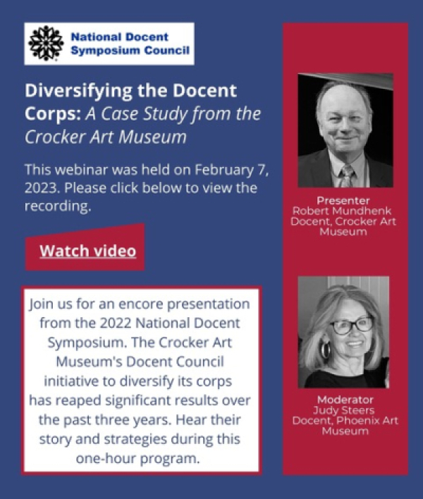 Watch now! Diversifying the Docent Corps: A Case Study from the Crocker Art Museum